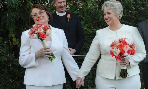 Annise Parker (right) has married her long-time partner Kathy Hubbard at a private ceremony in California - Photo via Annise Parker's official Facebook page Annise Parker (right) has married her long-time partner Kathy Hubbard at a private ceremony in California - Photo via Annise Parker's official Facebook page